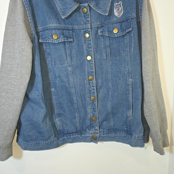 Bradford Exchange Wolves Print  Wolf Embroidered Women's Denim Jacket Size 1X - Picture 5 of 11